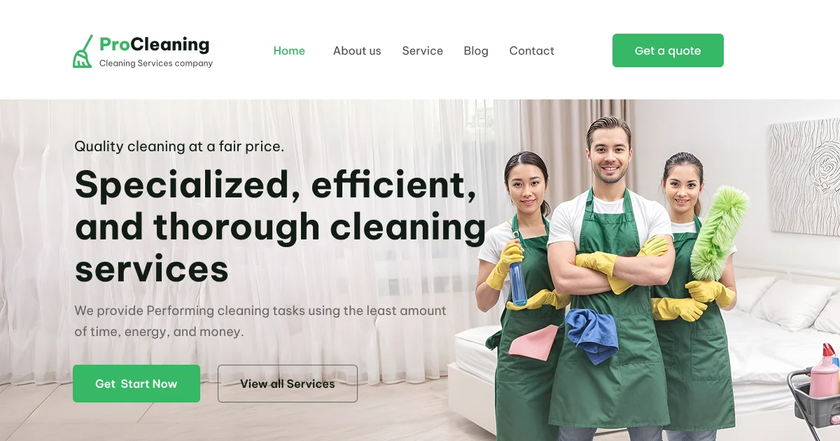Exemple complet d’une page d’accueil pour une entreprise de services à domicile